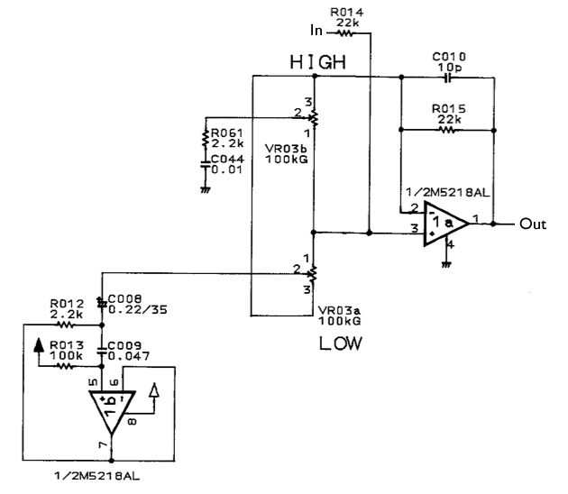 MT-2 Metal Zone High and Low tone controls