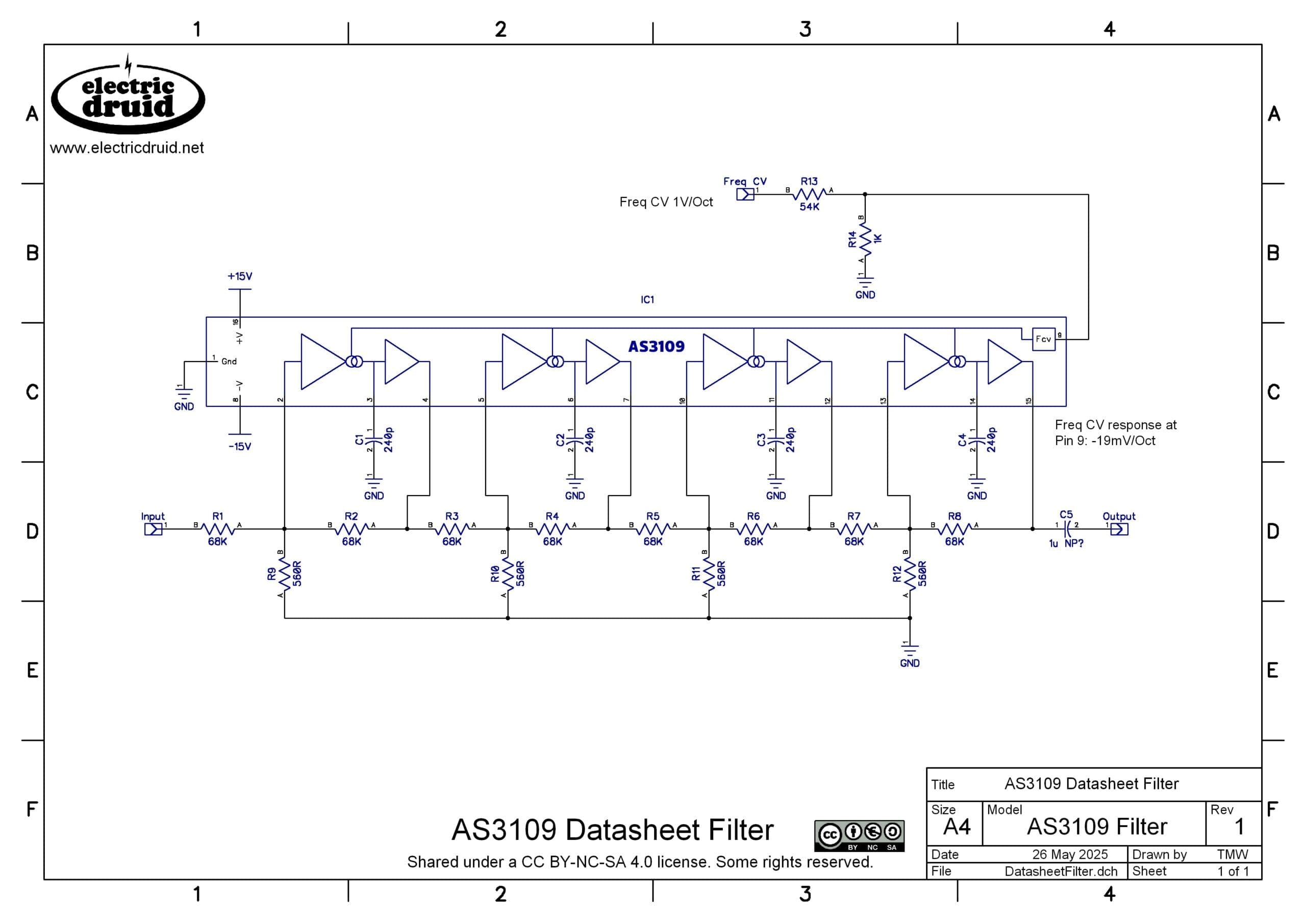 AS3109 Datasheet filter schematic